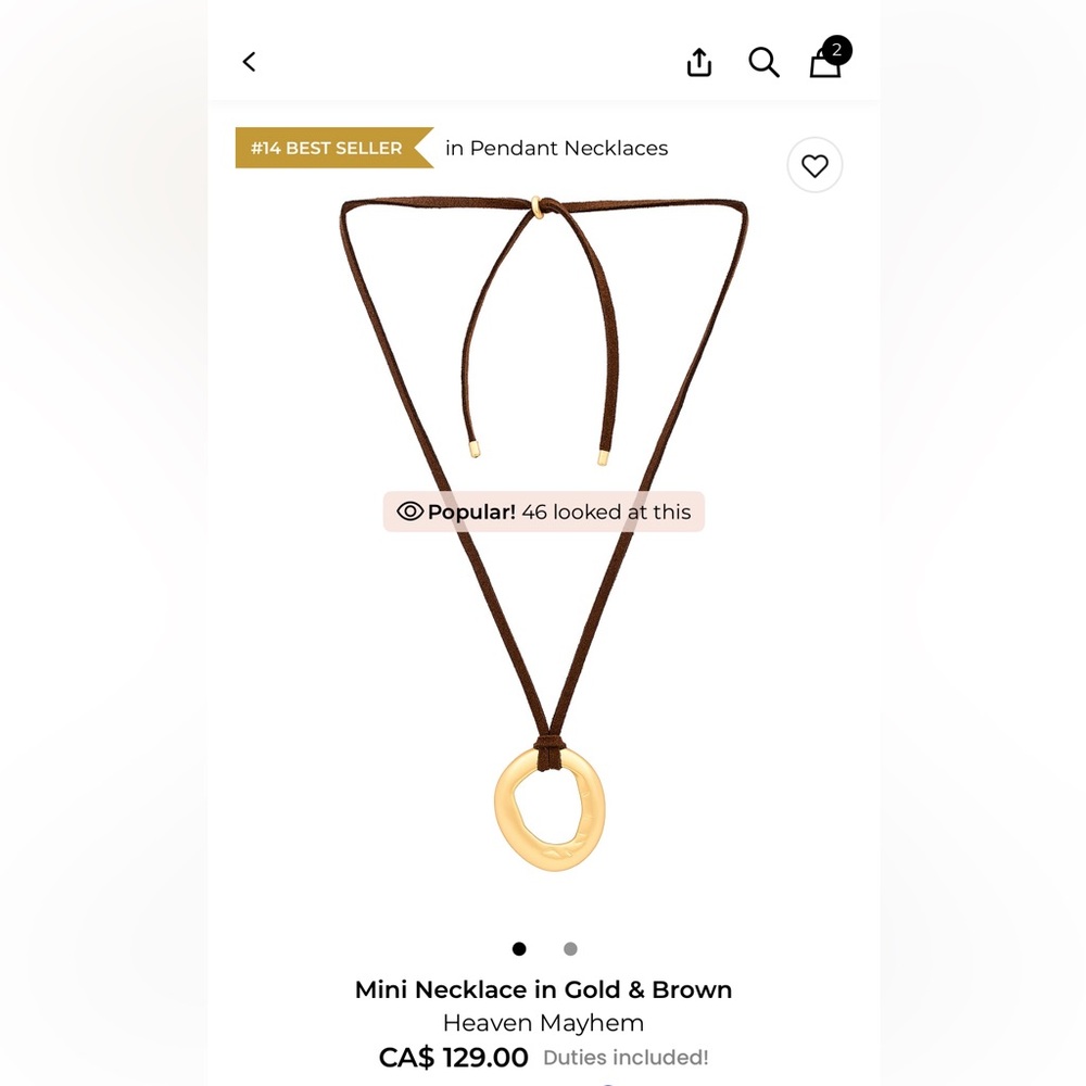 Heaven Mayhem Gold and Brown Pendant Necklace